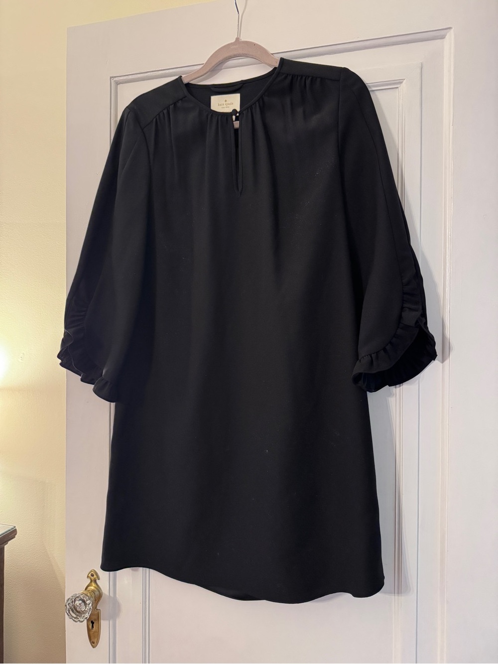 Kate Spade Black Ruffle Sleeve Shift Dress